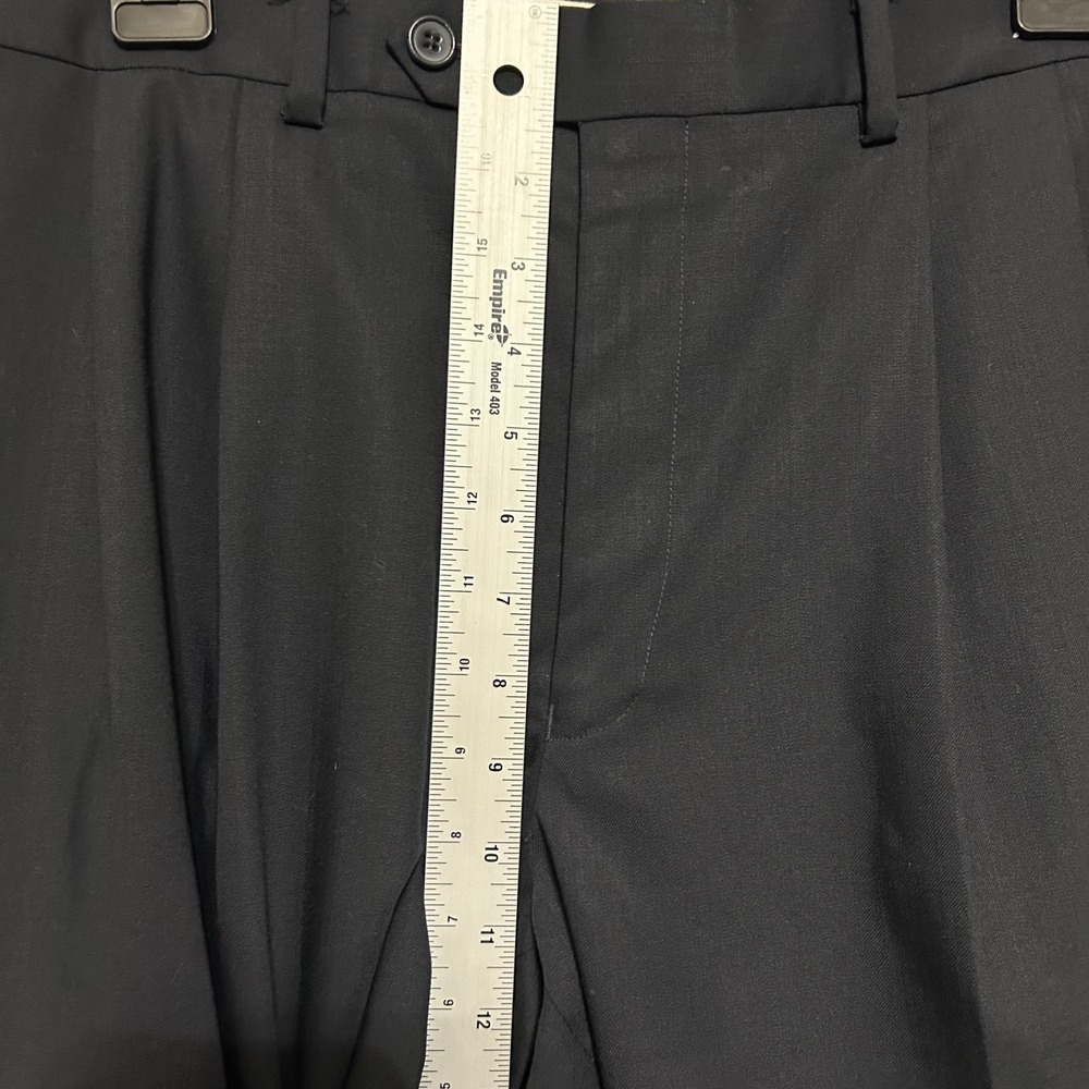 T. Harris Men's Dress Pants 34X29 Navy Blue Excellent 100% Wool Cuffed Trousers - Picture 5 of 11